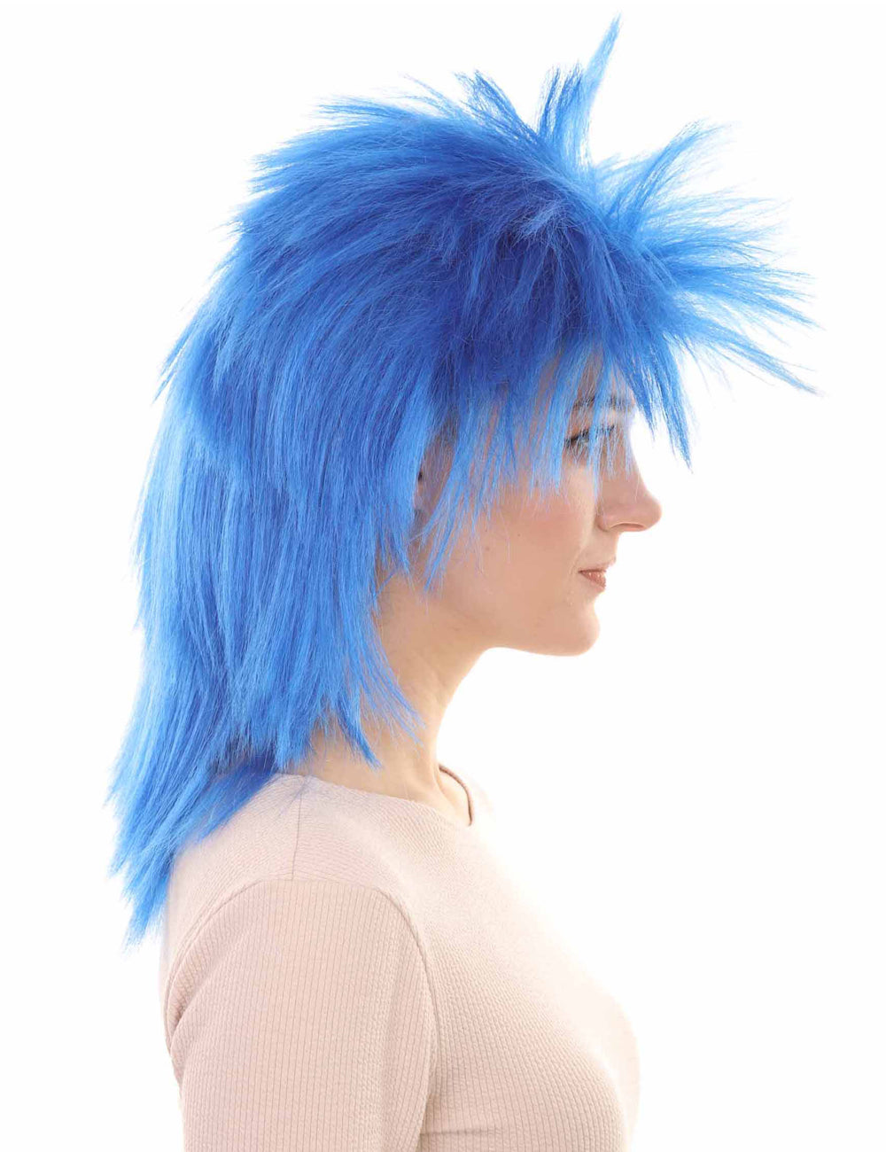 Wigs2you ハロウィン パーティー プレミアム H-1316 簡単に着用でき 快適なフィット感 80 年代女性ダークブルー ロッカー スタイルウィッグ