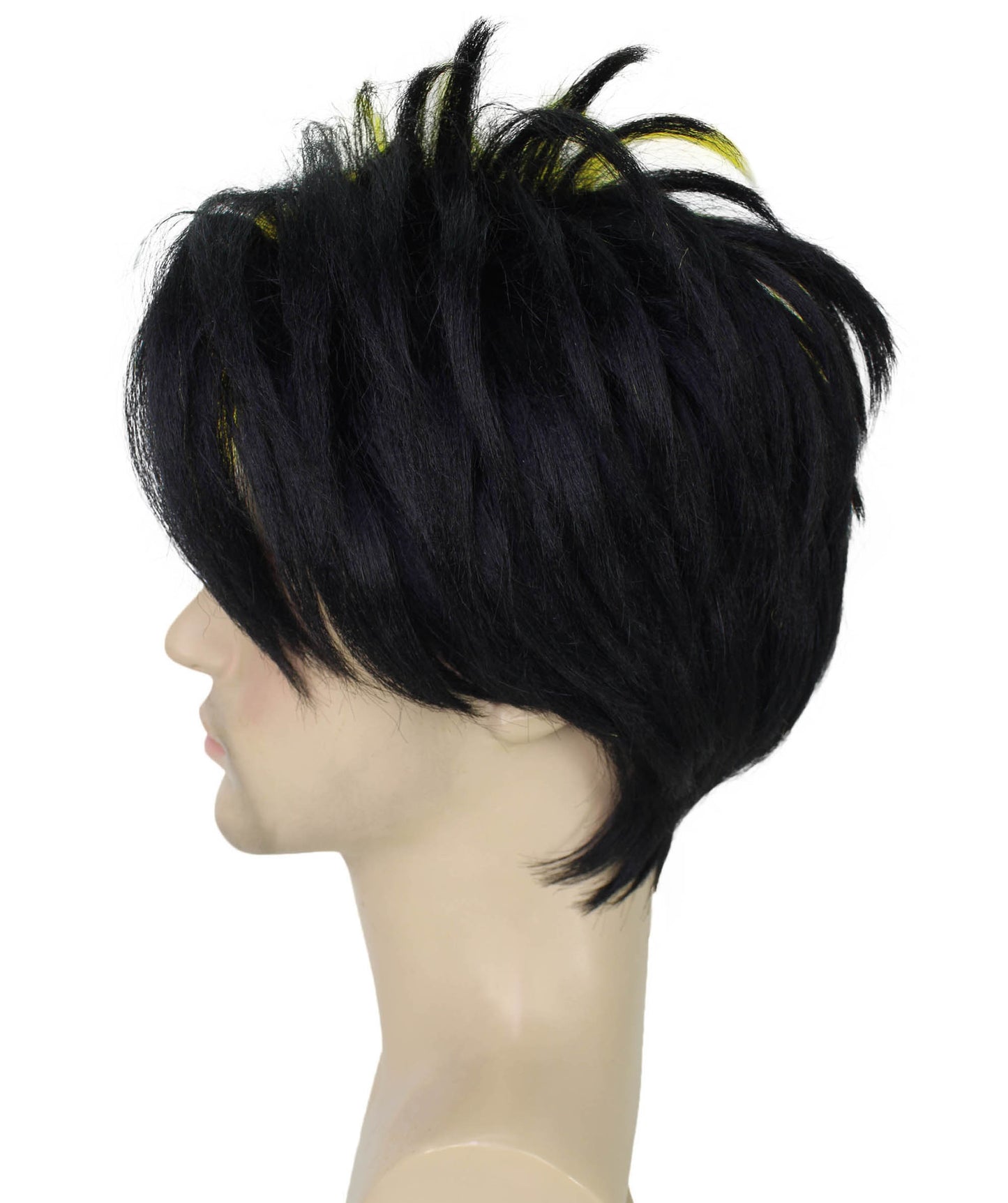 Wigs2you H-6918 アニメ風ビジョナリーショート 黒と黄色のウィッグ|ハロウィンにぴったり|難燃性合成繊維