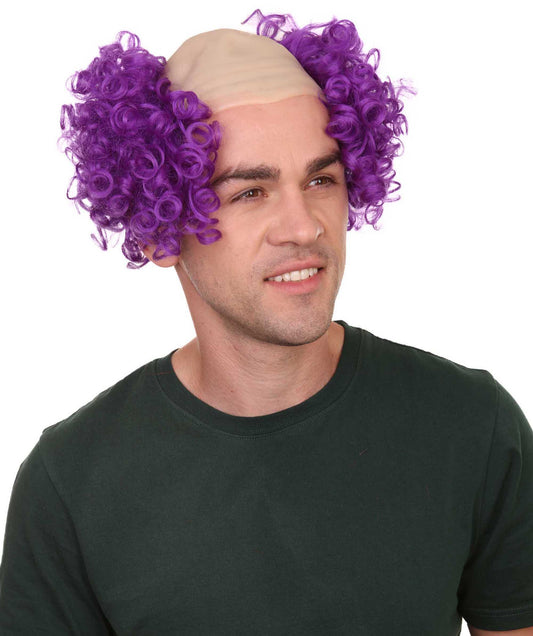 ハロウィーンパーティープレミアムメンズH-3679 スケアリーボールドクラウンカーリー パープルウィッグ