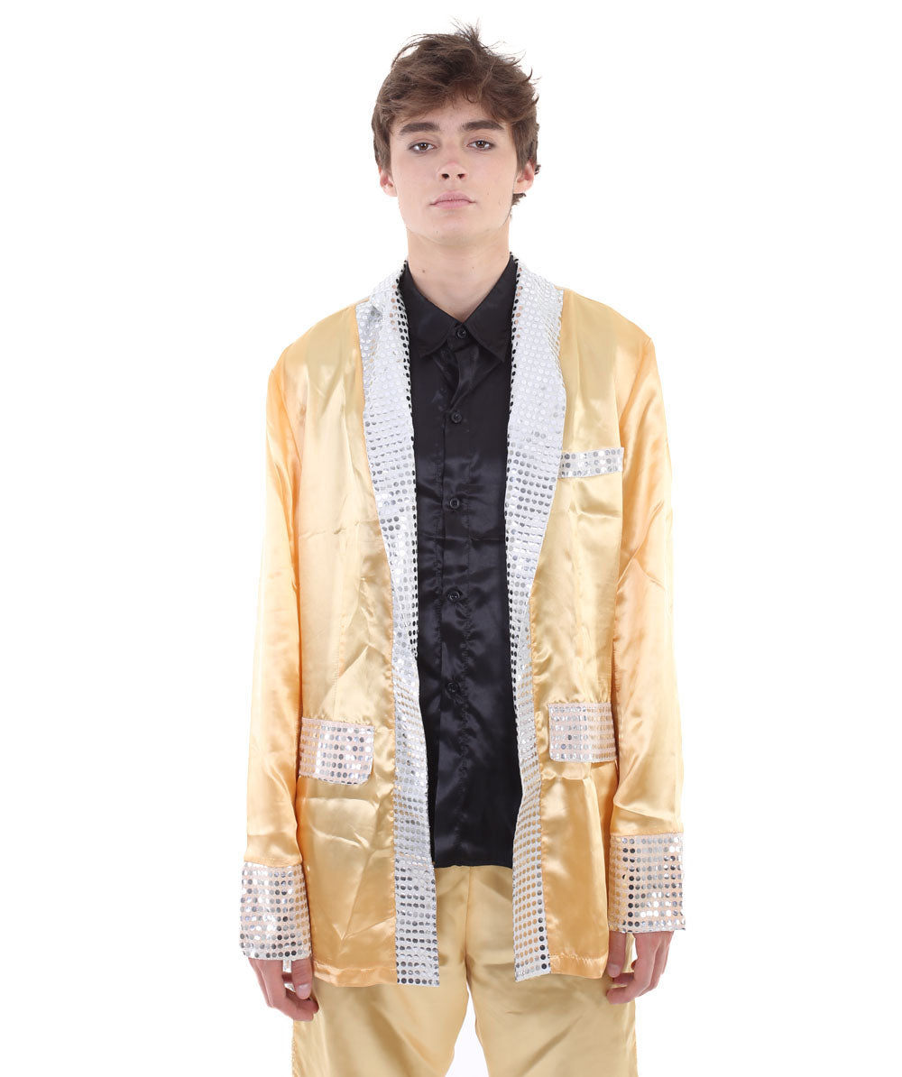 男性 JCP-196 のエルビスサテンコスチューム ゴールド コスプレコスチューム