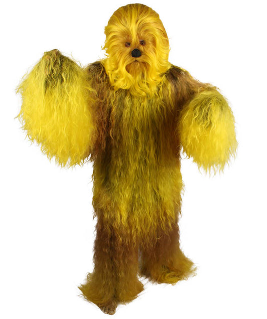 ユニセックス JCP-210_10 の長い毛むくじゃらの戦士の猿の軍事リーダー抵抗戦士 イエロー コスプレコスチュームとウィッグのバンドル