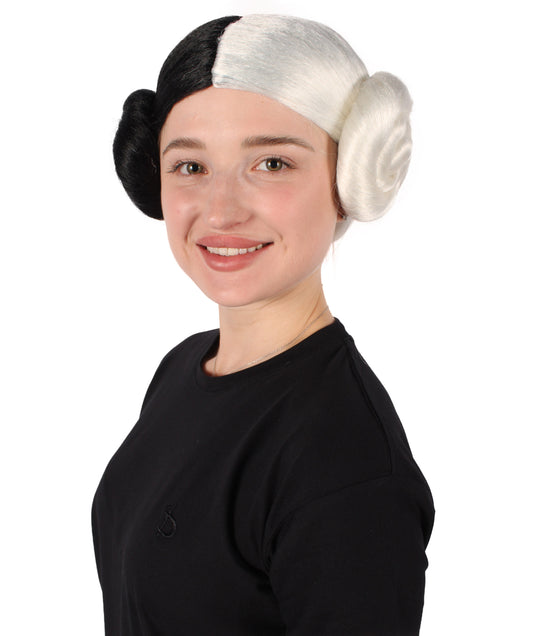 宇宙プリンセスH-6332女性ブラウン色トレンディな宇宙お団子かつら複数の色のオプション難燃性合成繊維