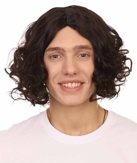 ハロウィンパーティー プレミアム 男性用 H-2386 ファッショナブル ブラック カーリーウェーブ ウィッグ