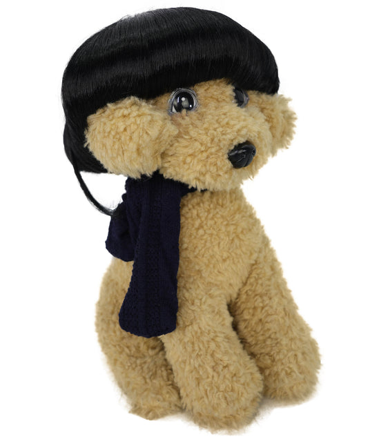 Wigs2you P-058 おもしろペットウィッグ(前髪付き) – 7インチ(約18cm)黒の合成コスチュームヘア(猫&小型犬用)