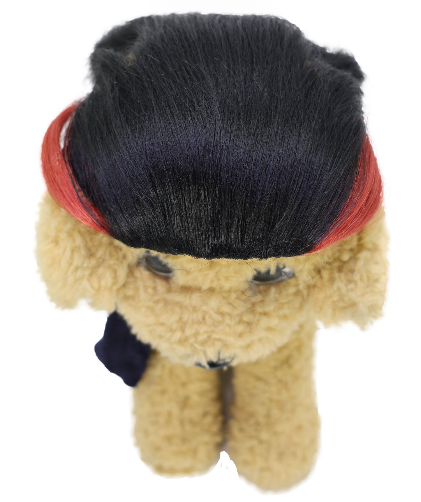 Wigs2you P-062 赤いサイドアクセント付きショートブラックペットウィッグ | 人工毛ペットコスチュームアクセサリー | 犬猫用軽量耐火ウィッグ | ハロウィン、パーティー、写真撮影に最適