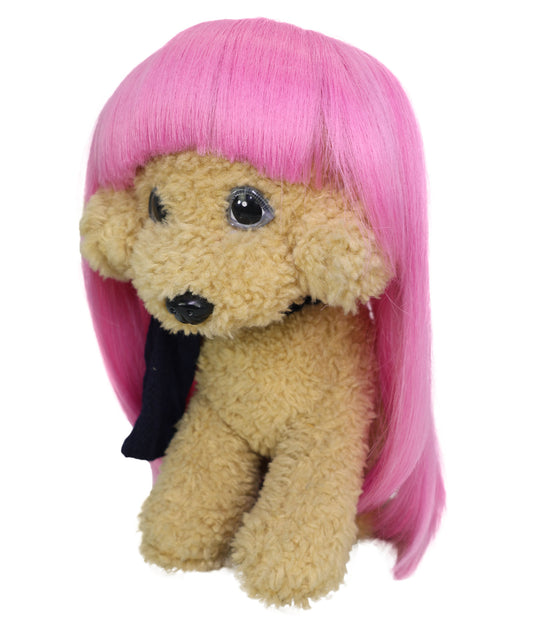Wigs2you P-063 明るいピンクのペットウィッグ | 犬・猫用ストレートスタイル人工毛ウィッグ | ハロウィン、写真撮影、イベントに最適な軽量で難燃性のペットコスチュームアクセサリー