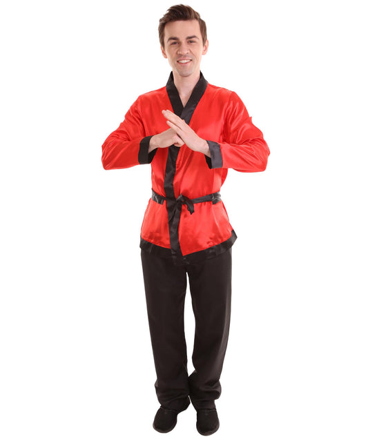 大人用メンズ JCO-267_6 贅沢な独身者 レッドサテン スモーキングジャケット コスプレ衣装