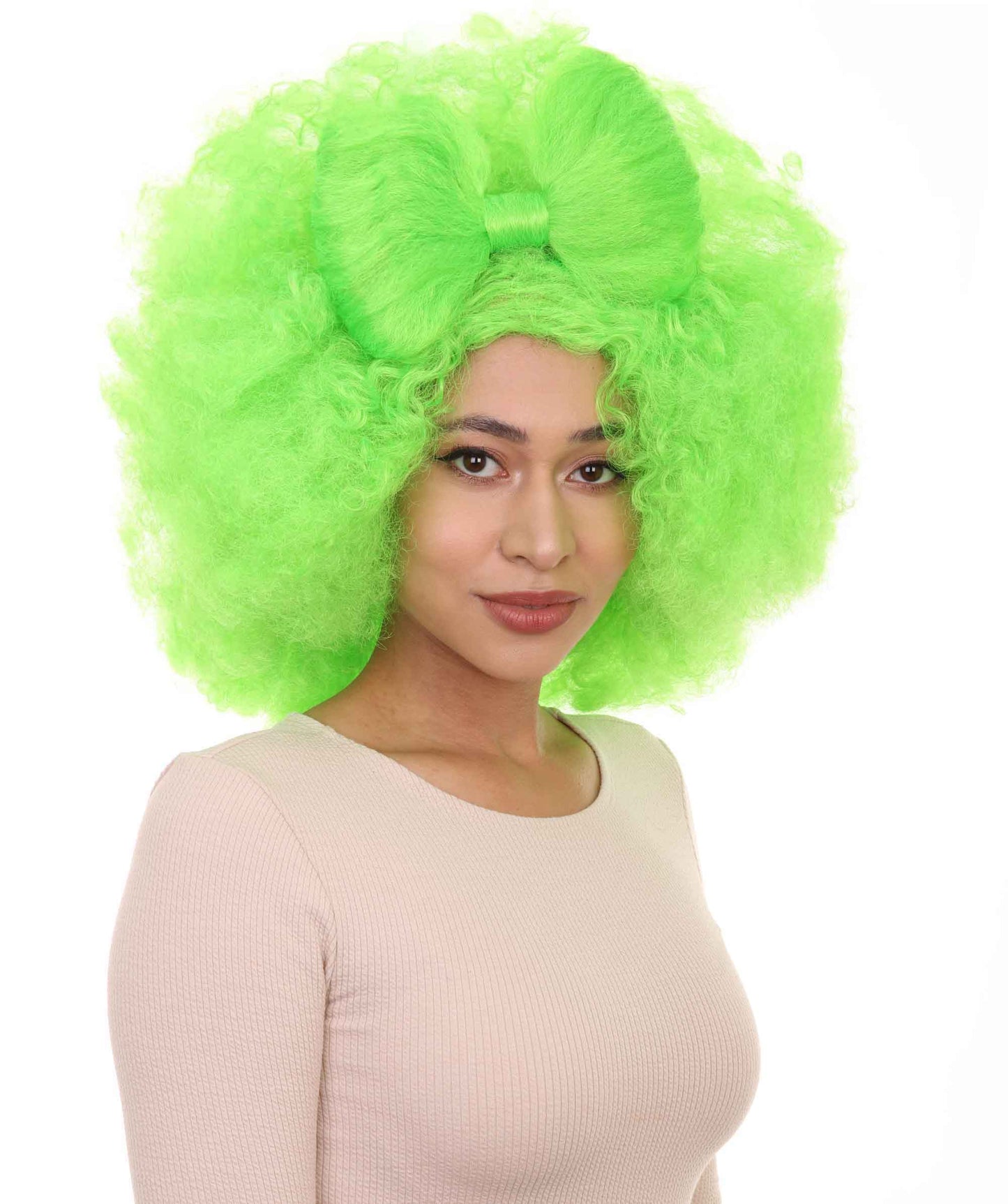 Wigs2you ハロウィン パーティー プレミアム レディース H-1238 着けやすい 快適なフィット感 ライム アフロ スモール ボウウィッグ