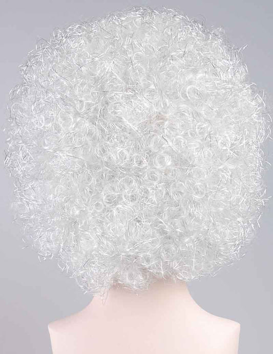白い滑走路ユニセックスアフロウィッグ | セクシーなコスプレパーティーハロウィンウィッグ | プレミアム通気性キャップレスキャップ H-406