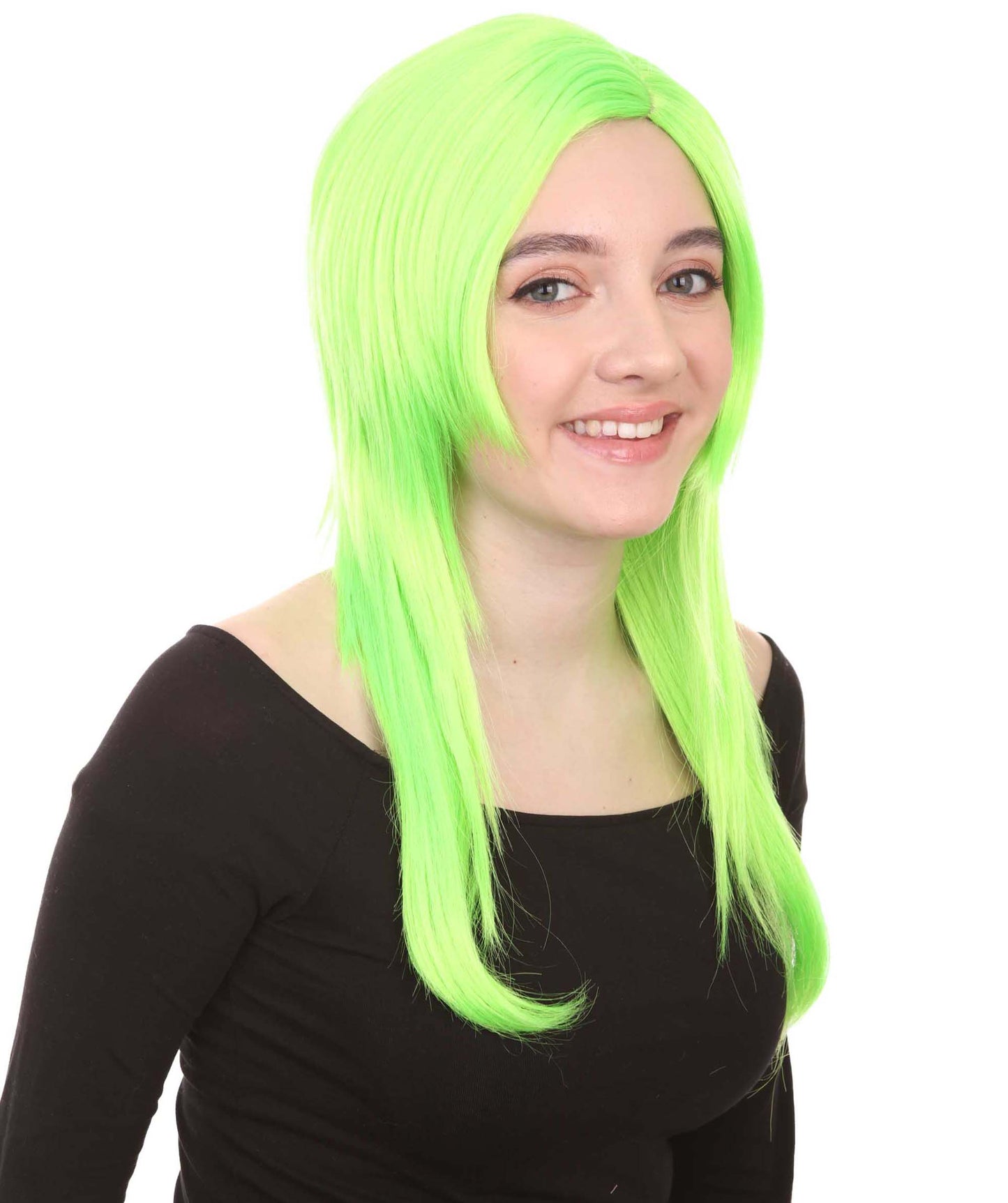 Wigs2you ハロウィンパーティープレミアム H-966 3レイヤーのパーティーガールウィッグ ネオングリーン色