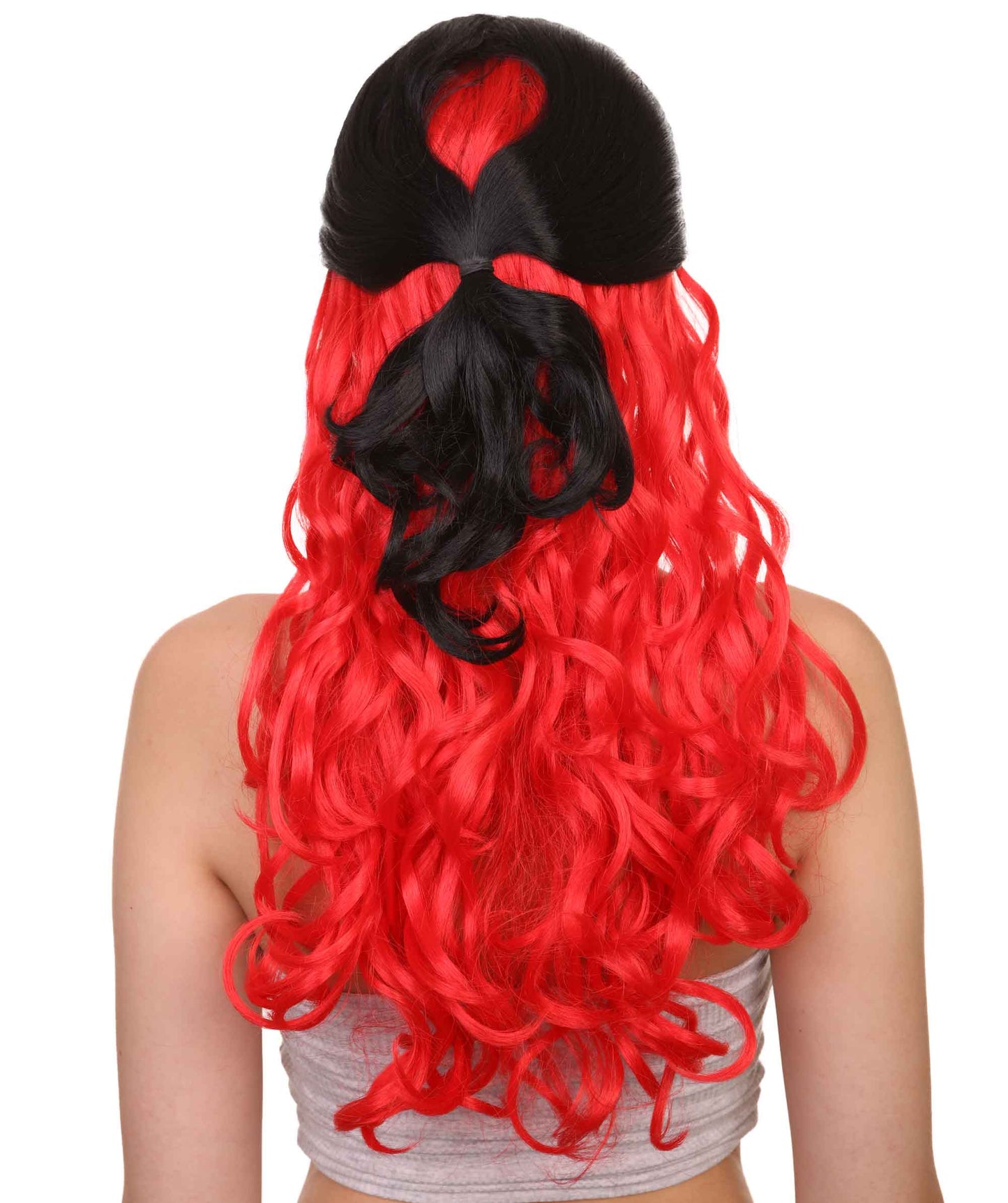 Wigs2youハロウィンパーティープレミアムレディースH-1935 着けやすい 非常に快適 黒と赤のロングウェービーウィッグ