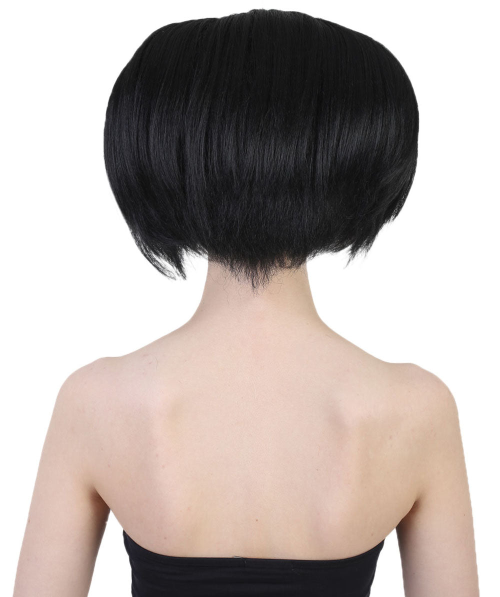 Incredibles 2 ファッションデザイナー Edna Mode グラスセット付き H-3844 ブラック カラーボブ バング&グラス ハロウィンウィッグ 通気性の良い キャップレスキャップ