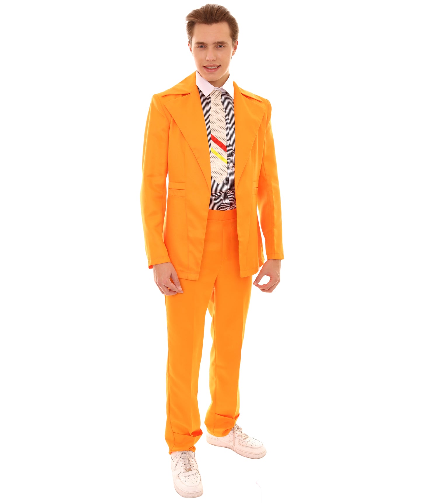 男性用 JCP-002_5 70'sロックスター スーツ コスチューム ディッキーとタイ付き プレミアム オレンジ ハロウィンコスチューム