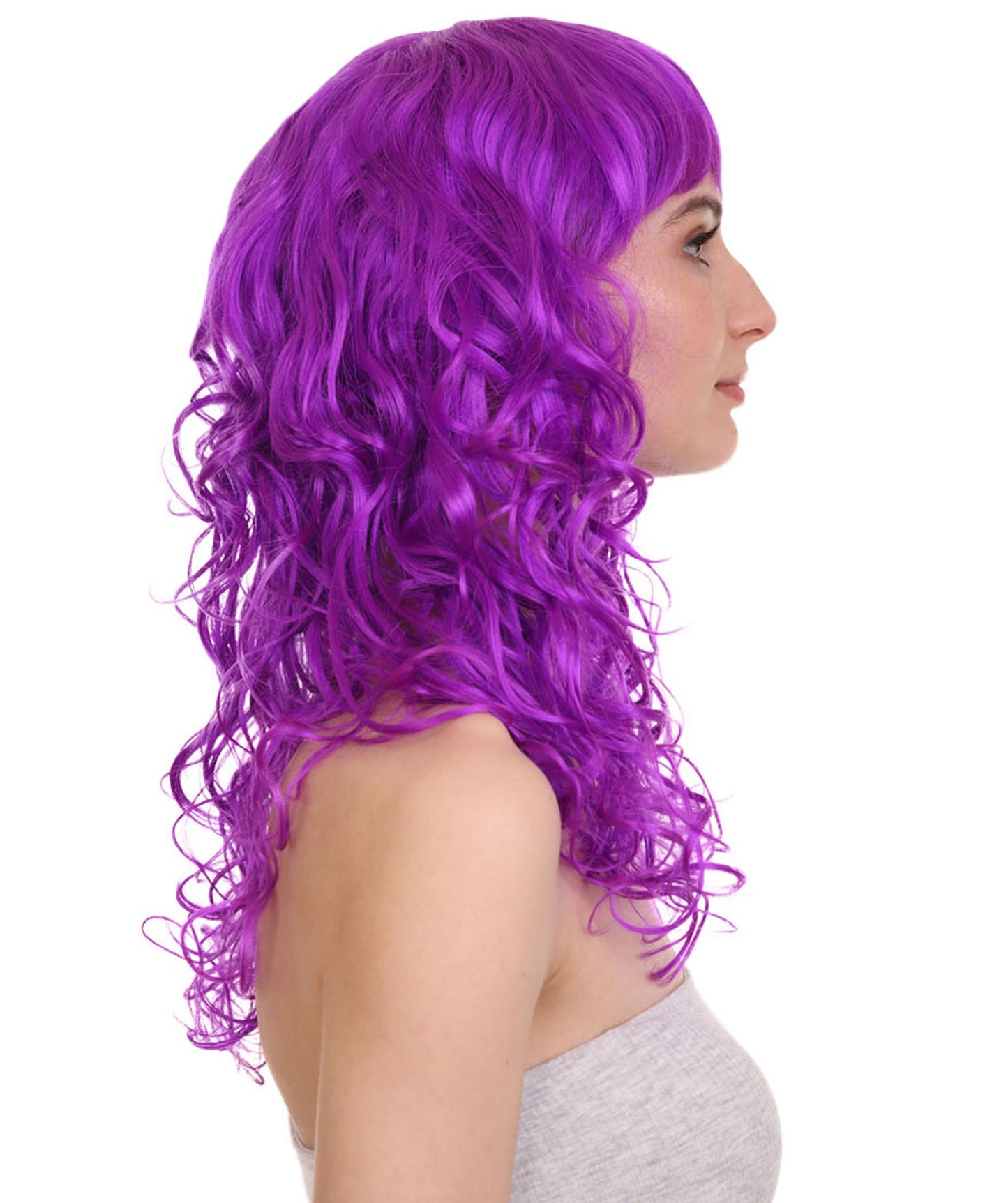 Wigs2you ハロウィンパーティー プレミアム レディース H-1028 着用しやすい ベラウィッグ ネオンパープルカラー