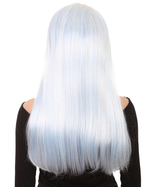 ロングボブホワイト女性用ウィッグ H-3358 華やかなパーティーイベント準備完了のハロウィンウィッグ プレミアム通気性のあるキャップレスキャップ