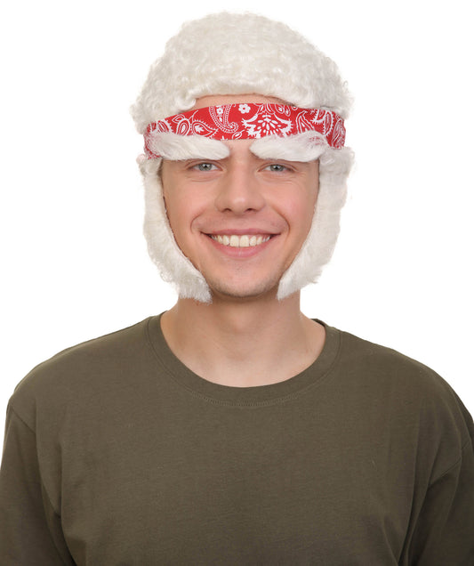 メンズ H-6035 アニメーション漫画コメディスーパーヴィラン映画グレーホワイトかつらもみあげと眉毛 I 難燃性合成繊維