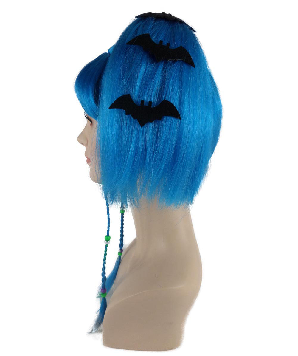 Wigs2you ハロウィンパーティープレミアム レディース H-706 バットエンジェルウィッグ ネオンブルー色