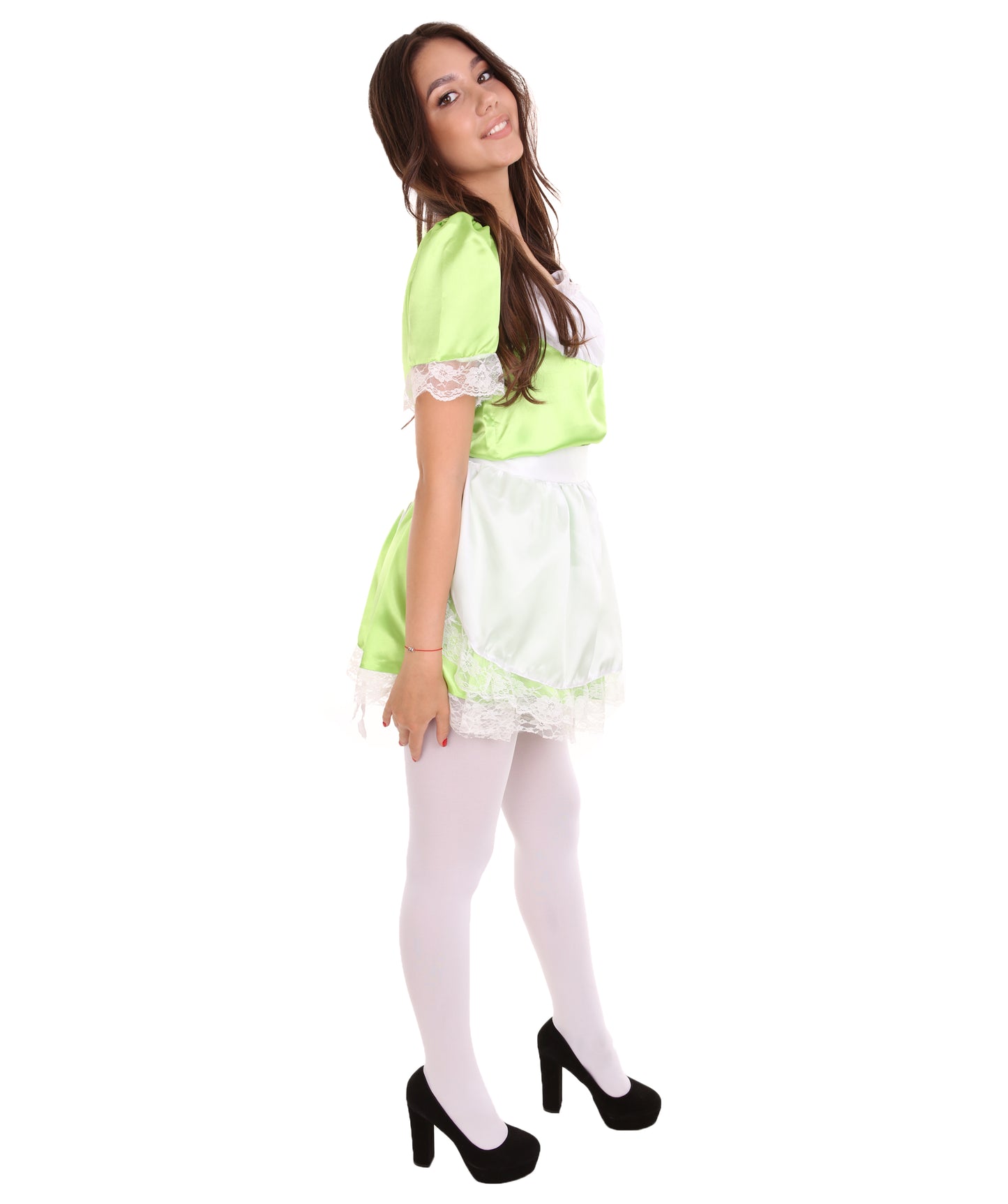 女性用 JCO-343_6 伝統的なメイド制服コスプレ ライムコスチューム