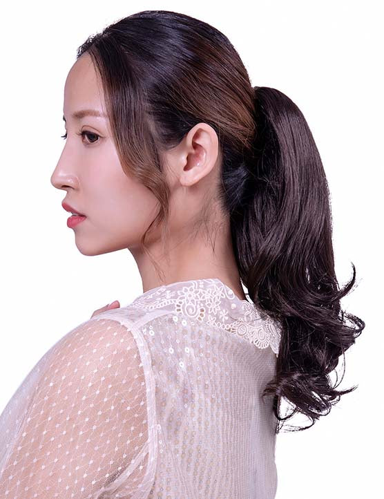 レディースファッション WS-5006 ブラック ラージポニーテールウィッグ ナチュラルカーリー ヘアピース 合成繊維