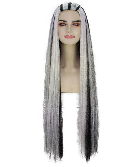 男女兼用H-5903 灰色と白 ドラッグクイーン ウィッグ ハロウィンに最適 難燃性合成ファイバー