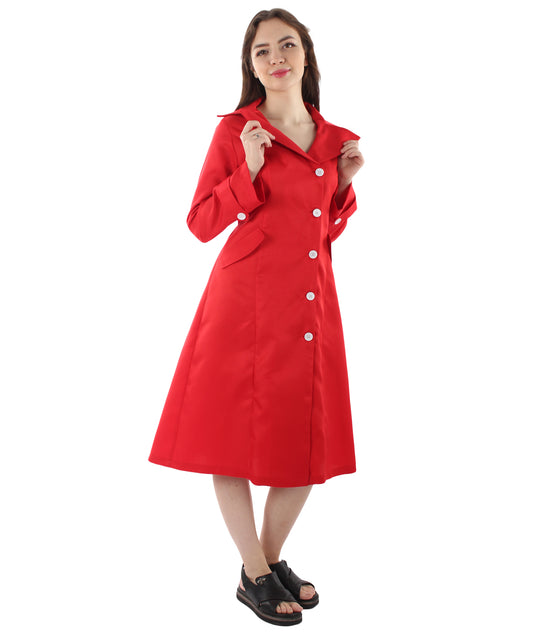 女性用 JCP-061_4 アンチヴィラン スパイ トレンチコート プレミアム ハロウィン レッド コスプレ コスチューム