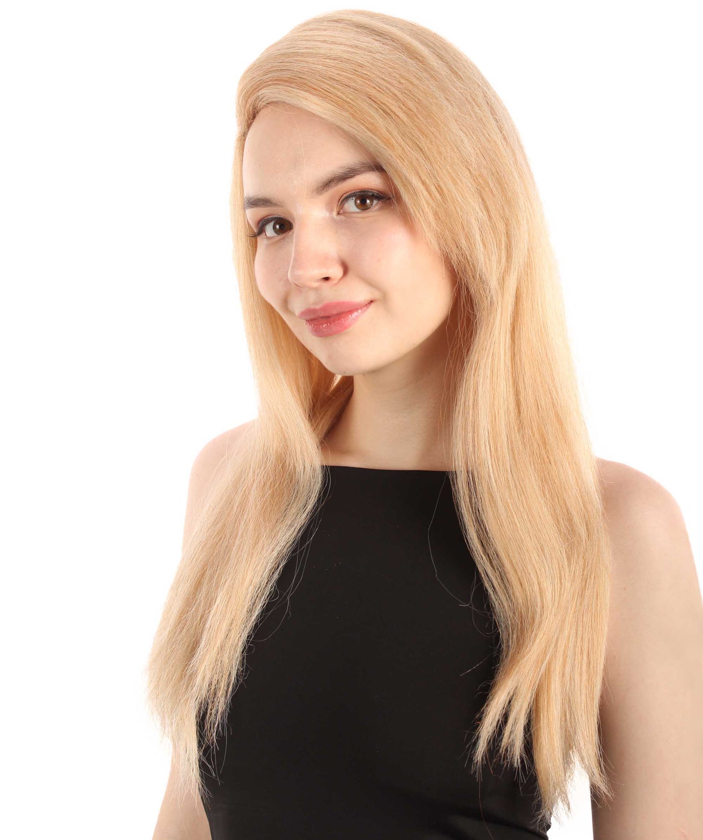 女性用ロングストレートサイドパートコスプレウィッグ ストロベリーブロンド H-5220_29 ファンシースタイル プレミアムハロウィンパーティーウィッグコレクション