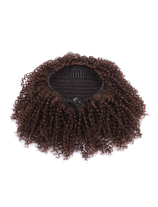 レディースファッション W-8311 ポニーテール ショートカーリー ブラウン ヘアピースウィッグ 合成繊維