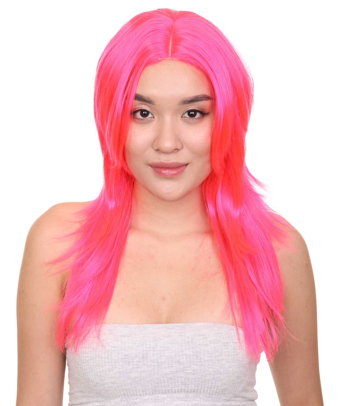 Wigs2you ハロウィンパーティープレミアム H-965 3レイヤーのパーティーガールウィッグ ネオンピンク色