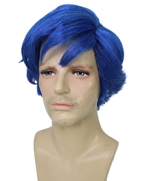メンズ H-6117 アニメ映画 ブルー ハロウィンに最適な難燃性合成繊維ウィッグ