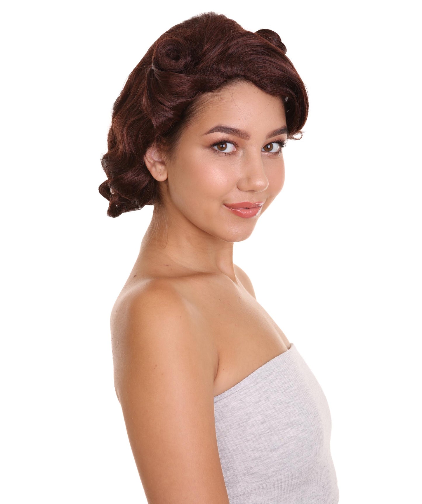 ハロウィンパーティ プレミアムレディース H-5228 ショルダーレングス ブラウン ストレート ダッチェス コスプレウィッグ