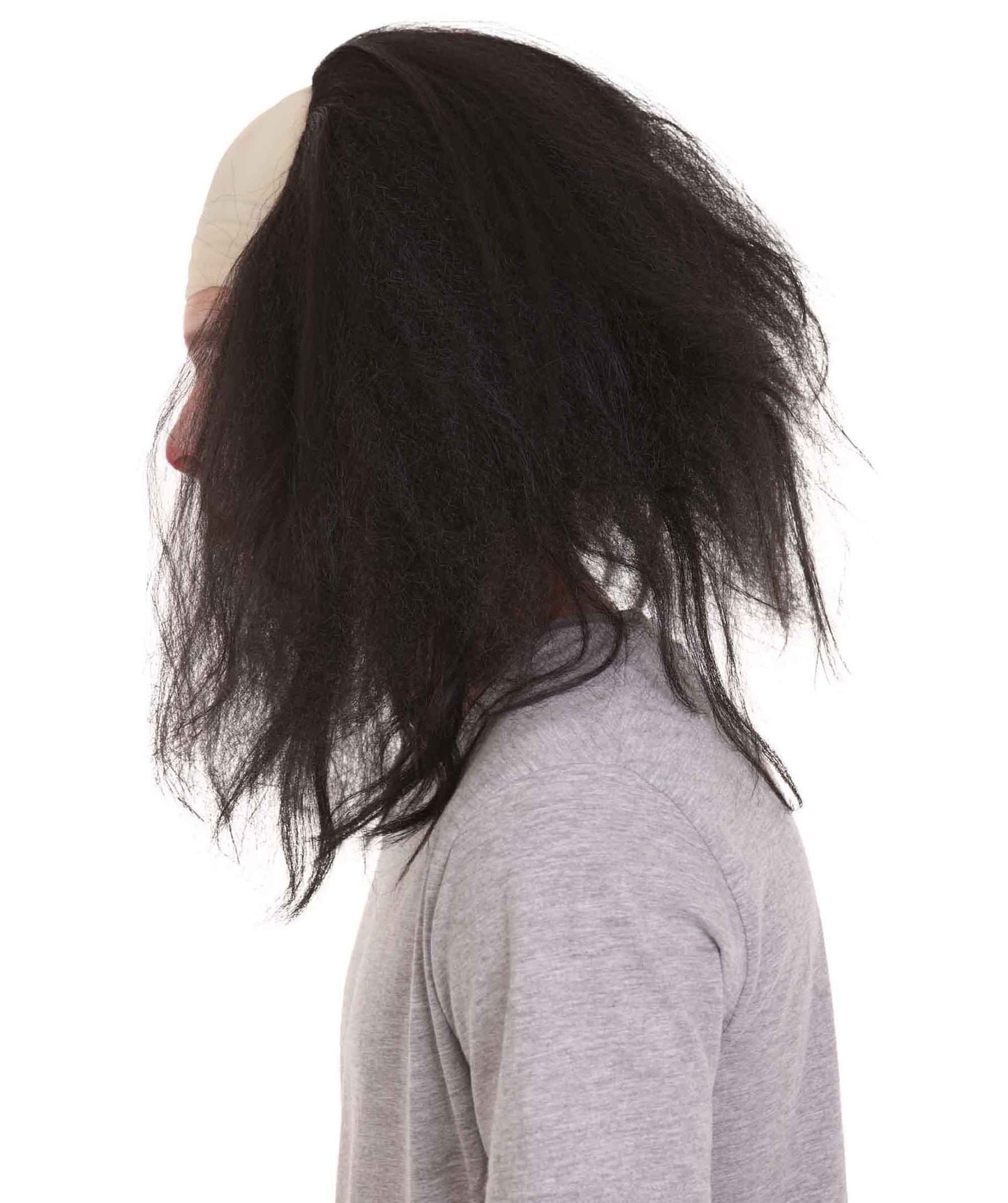 大人用ハーフボールド面白い男性用ブラックウィッグ H-4925 ハロウィンにぴったり 軽量難燃性合成ファイバー