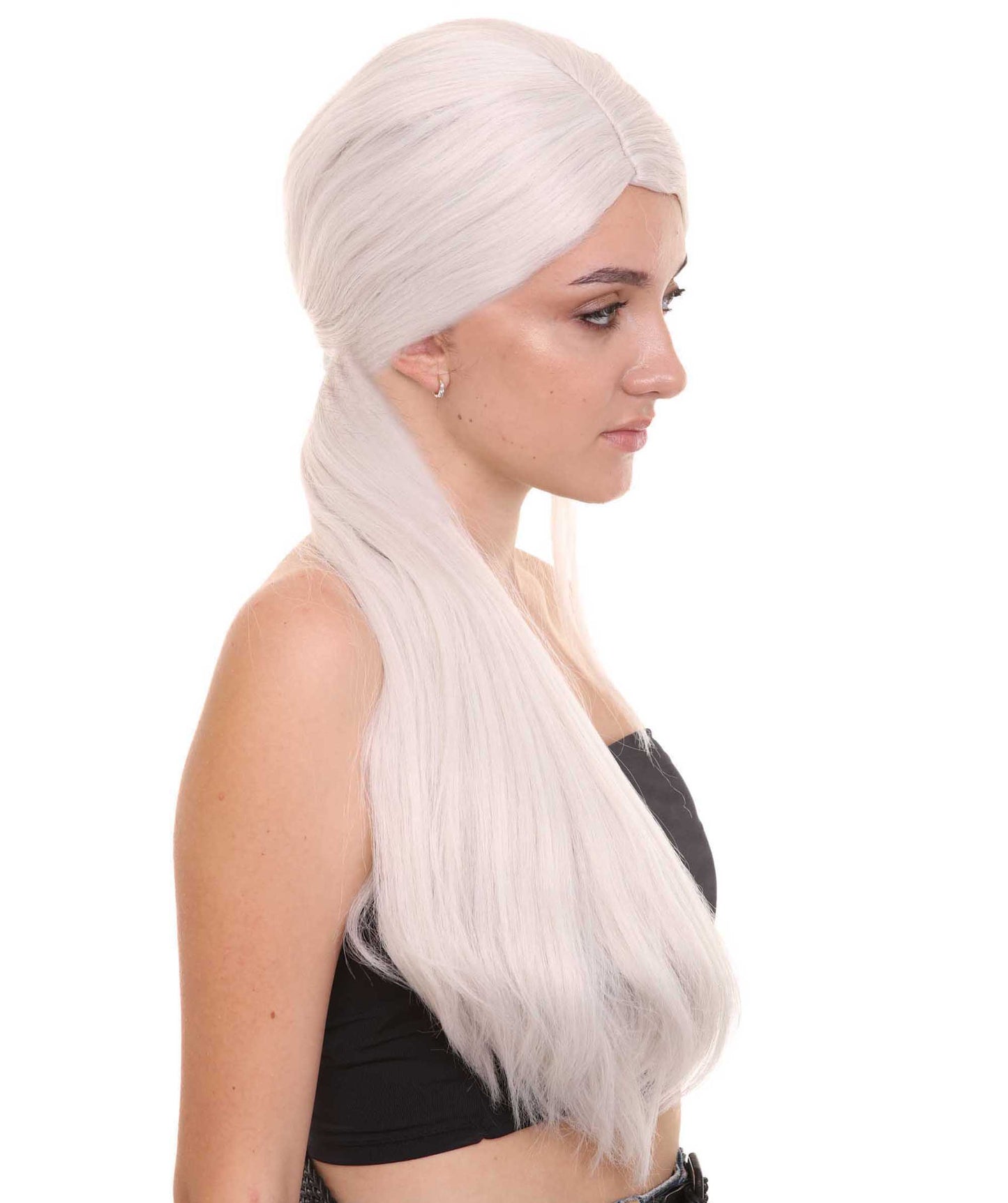 女性用アリアナ・グランデ ホワイトウィッグ H-4677 ホワイトカラーコレクション セレブリティウィッグ プレミアム通気性キャップレスキャップ
