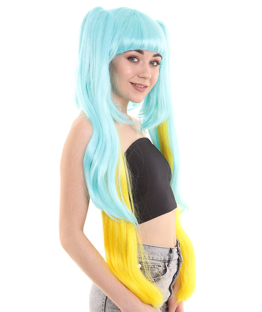 ハロウィンパーティ プレミアムレディース H-4731 リーグ・オブ・レジェンド ソナ コスプレ ブルー&イエローウィッグ