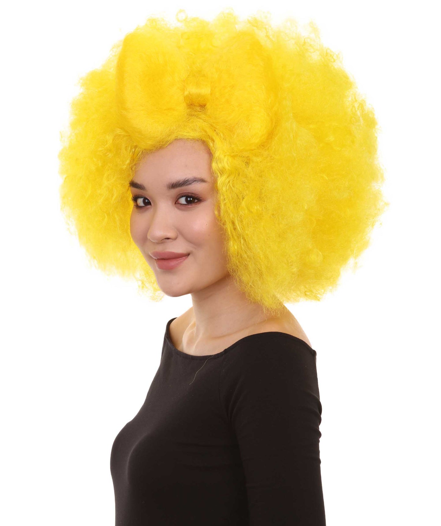 Wigs2you ハロウィン パーティー プレミアム レディース H-1237 着けやすい 快適なフィット感 イエロー アフロ スモール ボウウィッグ