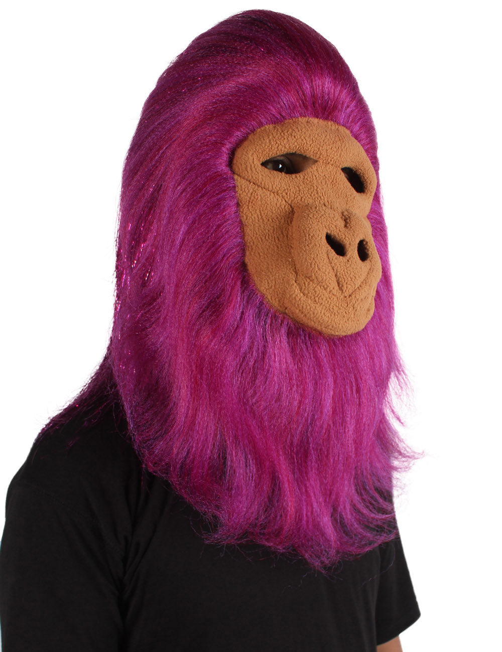ハロウィンパーティープレミアムメンズ H-5647-PP ヘアリーユニセックスエイプティンセルマスクのみ 紫 軟らかい合成繊維
