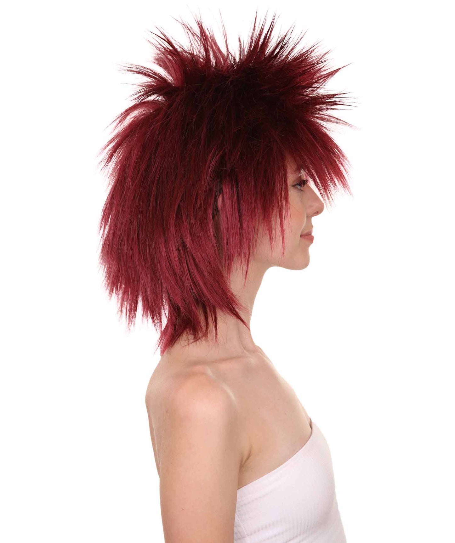 Wigs2you ハロウィンパーティープレミアムレディース H-1702 着け心地が良い とても快適 ファンキーパンク バーガンディウィッグ