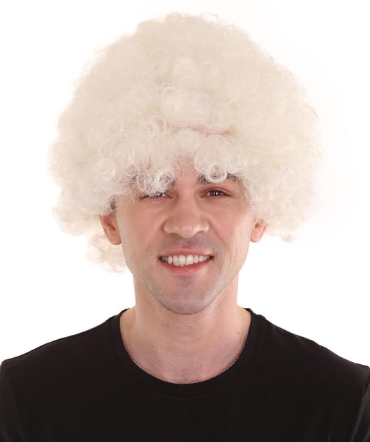 ハロウィンパーティー プレミアム 男性用 H-2466 ホワイト アフロ ウィッグ