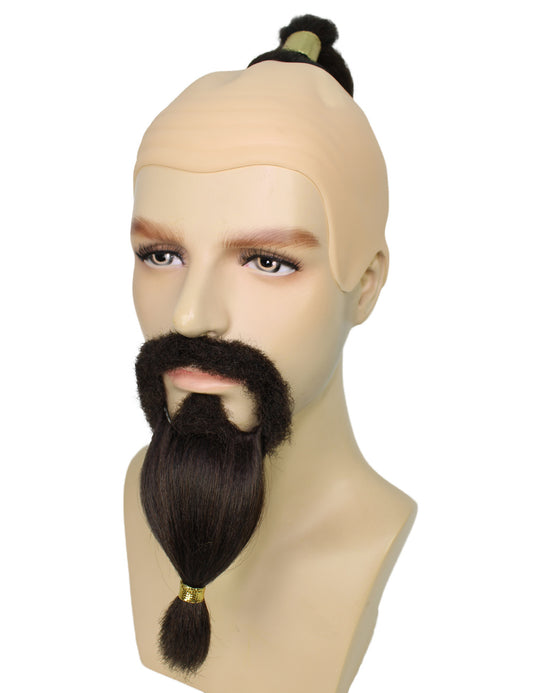 ハロウィーンのために完全な大人の男性H-5532ショートブラック編組ヒゲと髭、難燃性合成繊維のウィッグ