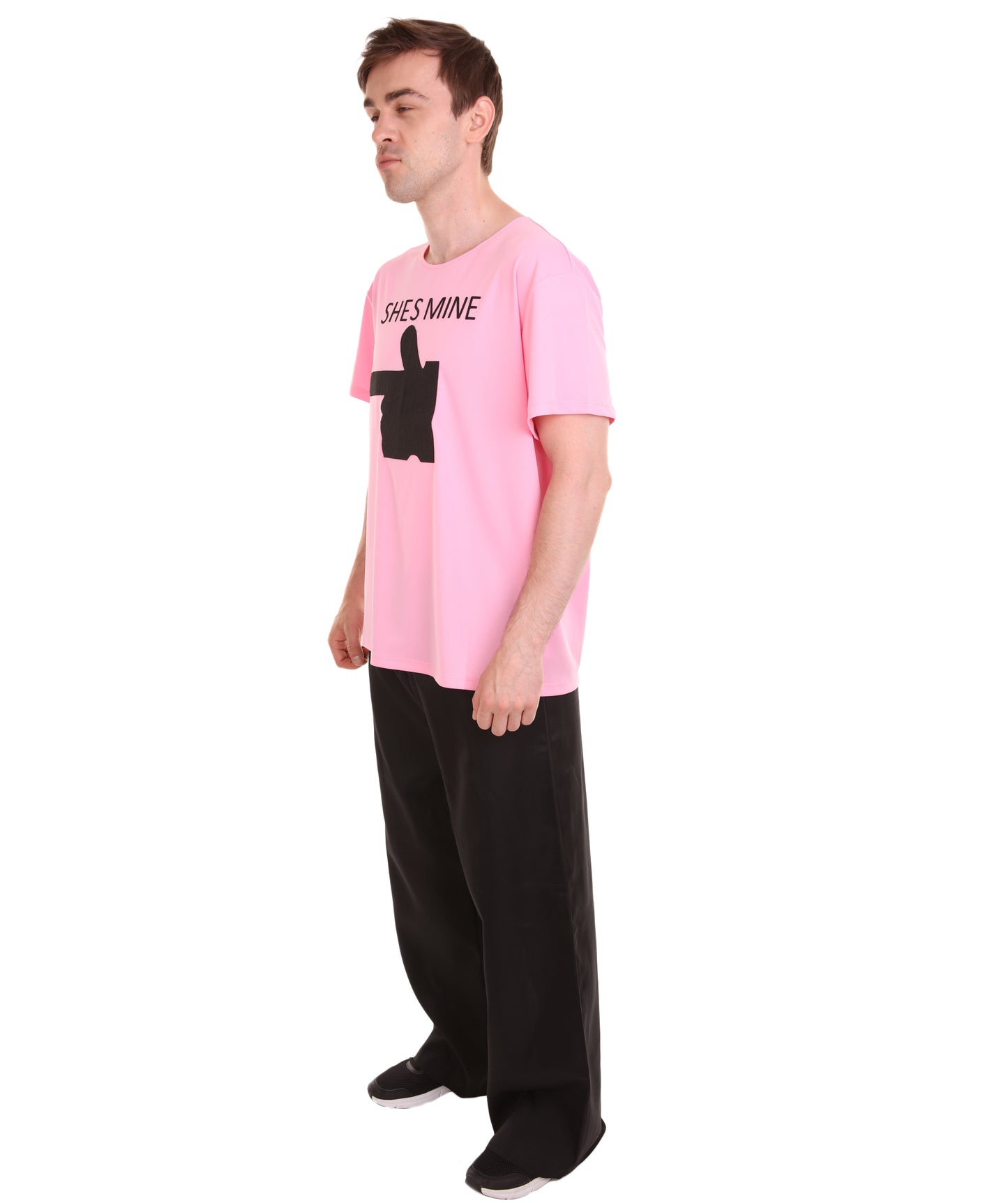 大人向け女性用 JCO-168_5 バレンタインデー ピンク マッチング カップル "He's Mine" Tシャツ コスプレ コスチュームコレクション