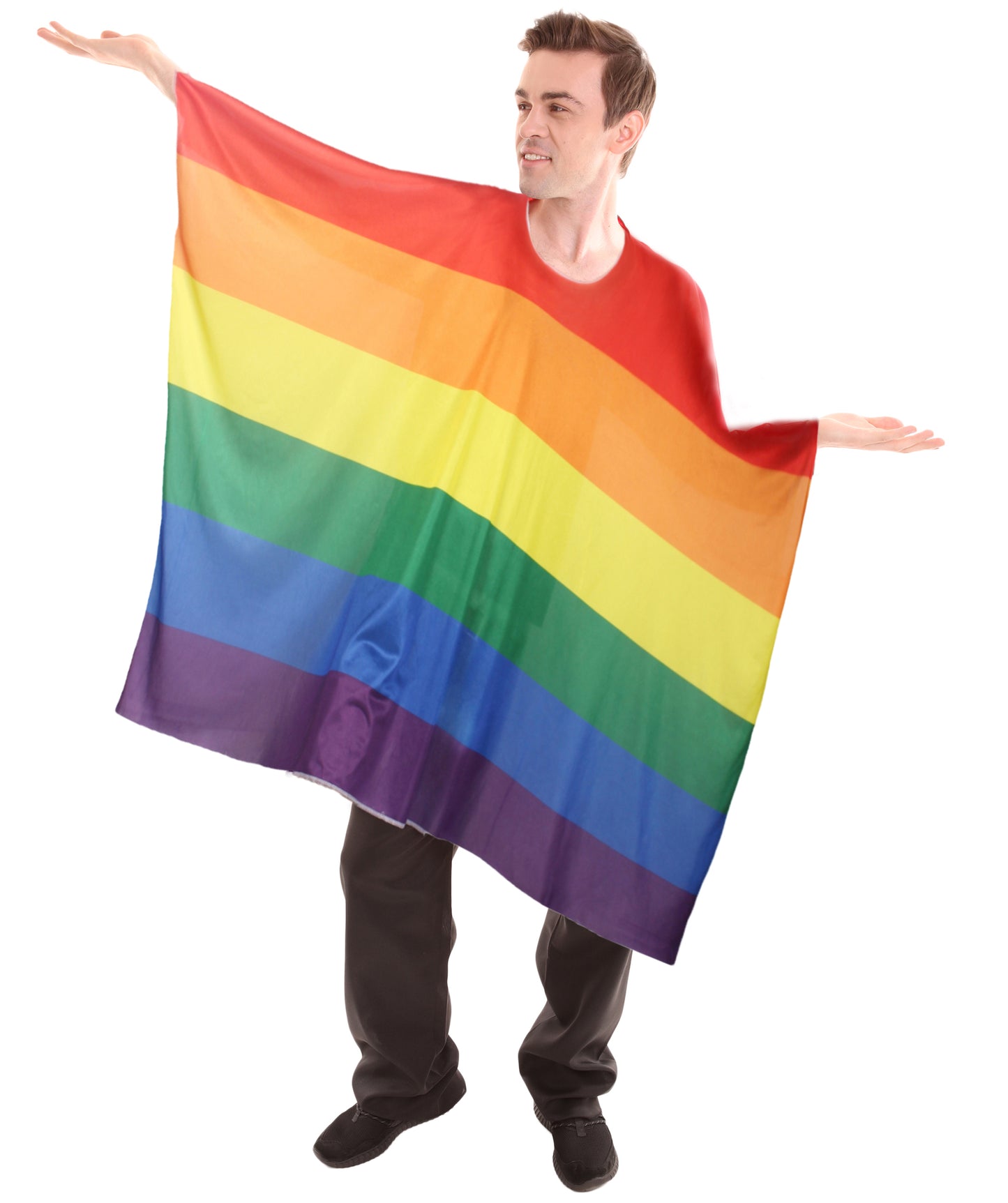 ユニセックス JCO-435 LGBTQ フラッグチュニックポンチョ レインボーカラープライドコスチューム