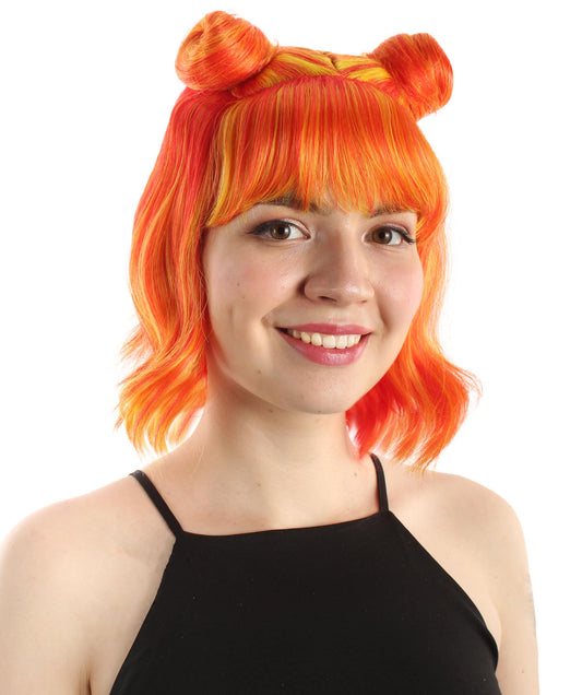 大人の女性用ショートダブルバンスペースギャラクシーウィッグ オレンジオンブレ H-5376_30 女子会とグループコスチューム用ヘア