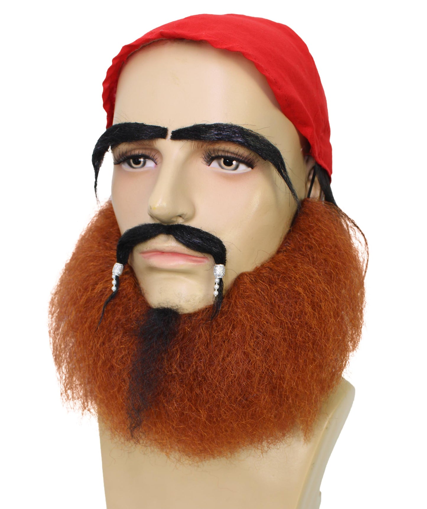 男性用 H-6099 海賊キャプテン コスプレ セット ウィッグ カチューシャ ひげ 口ひげ ハロウィンに最適 難燃性合成繊維
