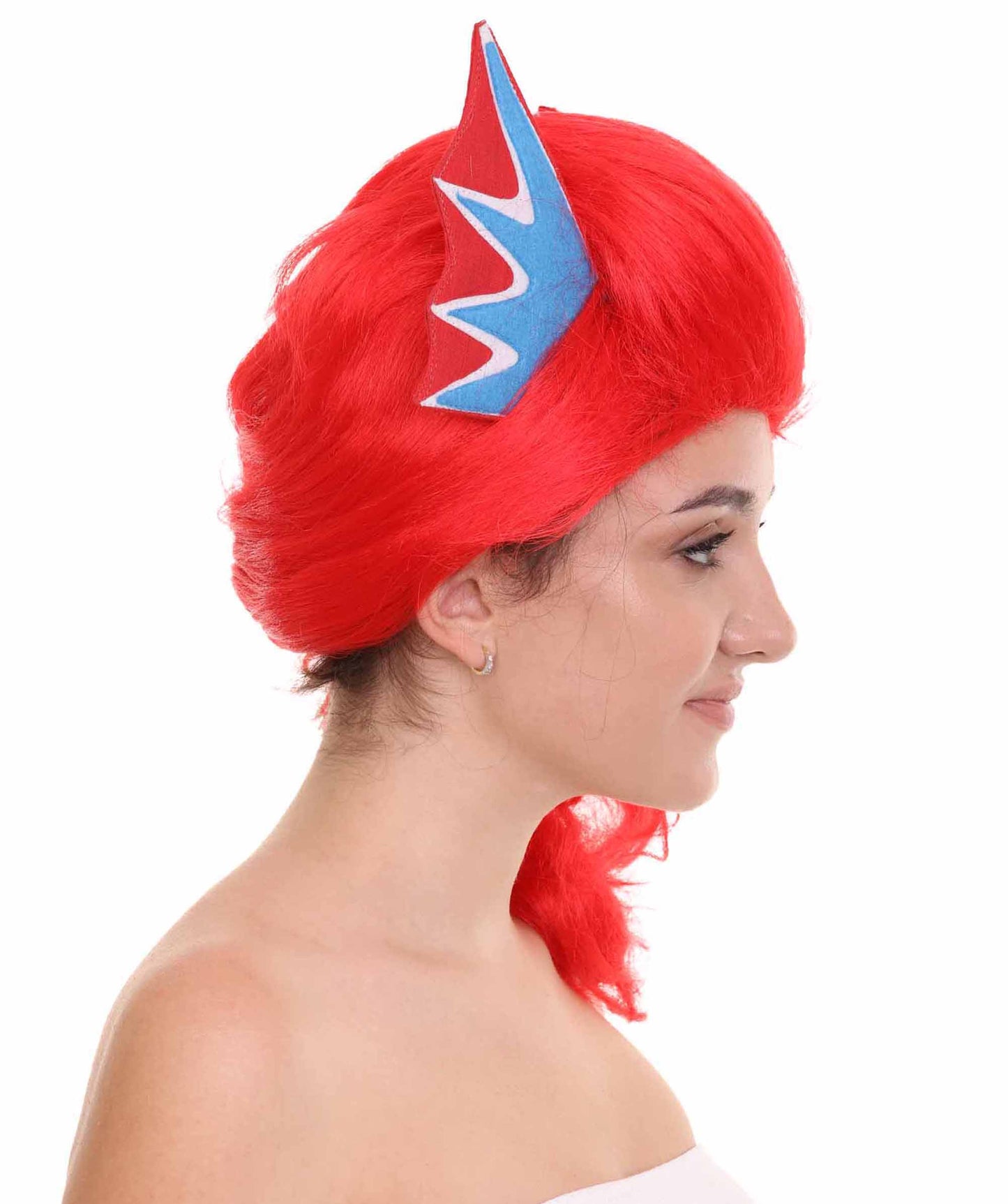 コスプレウィッグ Undertale Undyne イヤー付き H-3567 赤 セクシーコスプレパーティーハロウィンウィッグ プレミアム 通気性の良い キャップレスキャップ