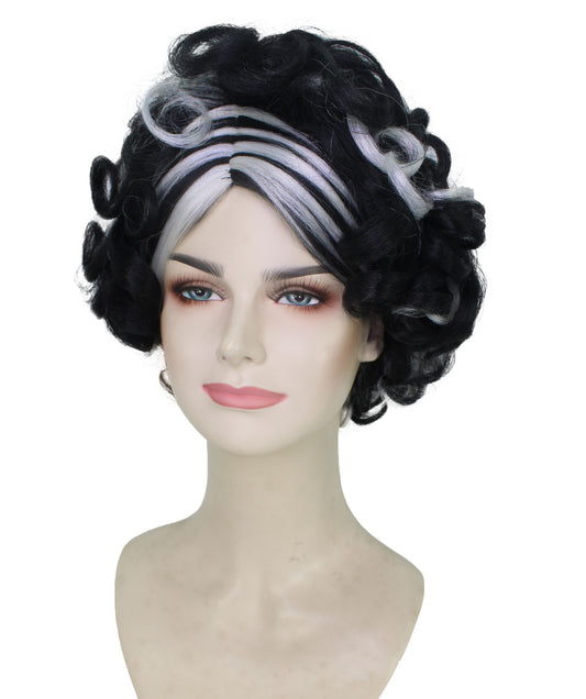 プレミアムレディースH-5936 ハロウィンカーニバルブラックとホワイトウィッグ ハロウィンに最適 難燃性合成繊維