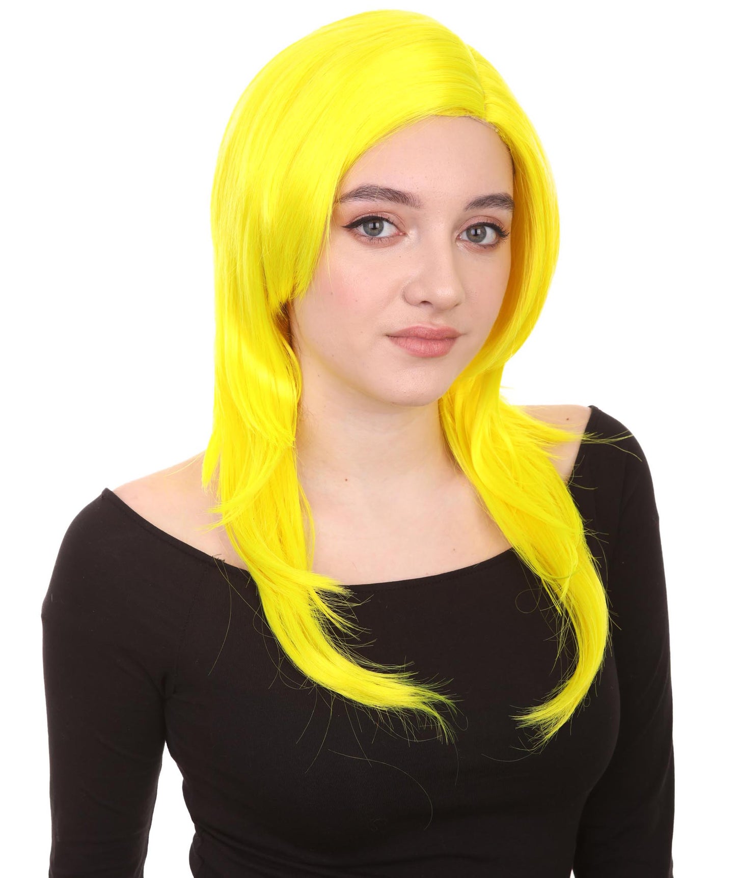 Wigs2you ハロウィンパーティープレミアム H-960 3レイヤーのパーティーガールウィッグ ネオンイエロー色