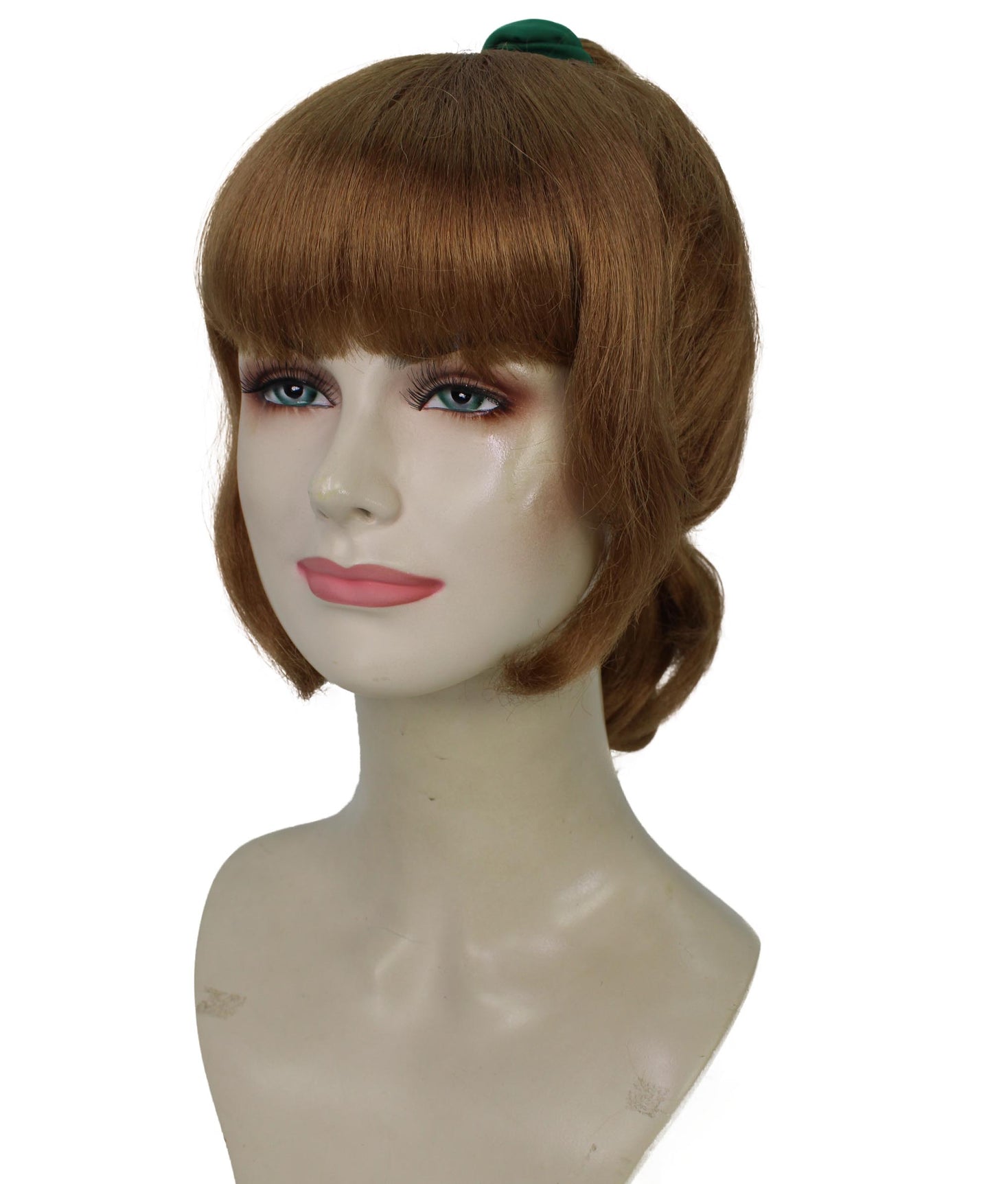 女性用 H-5868 クリッシー チアリーダー ストレート ウェービー ブラウン ポニーテール ウィッグ ハロウィンに最適 難燃性合成繊維