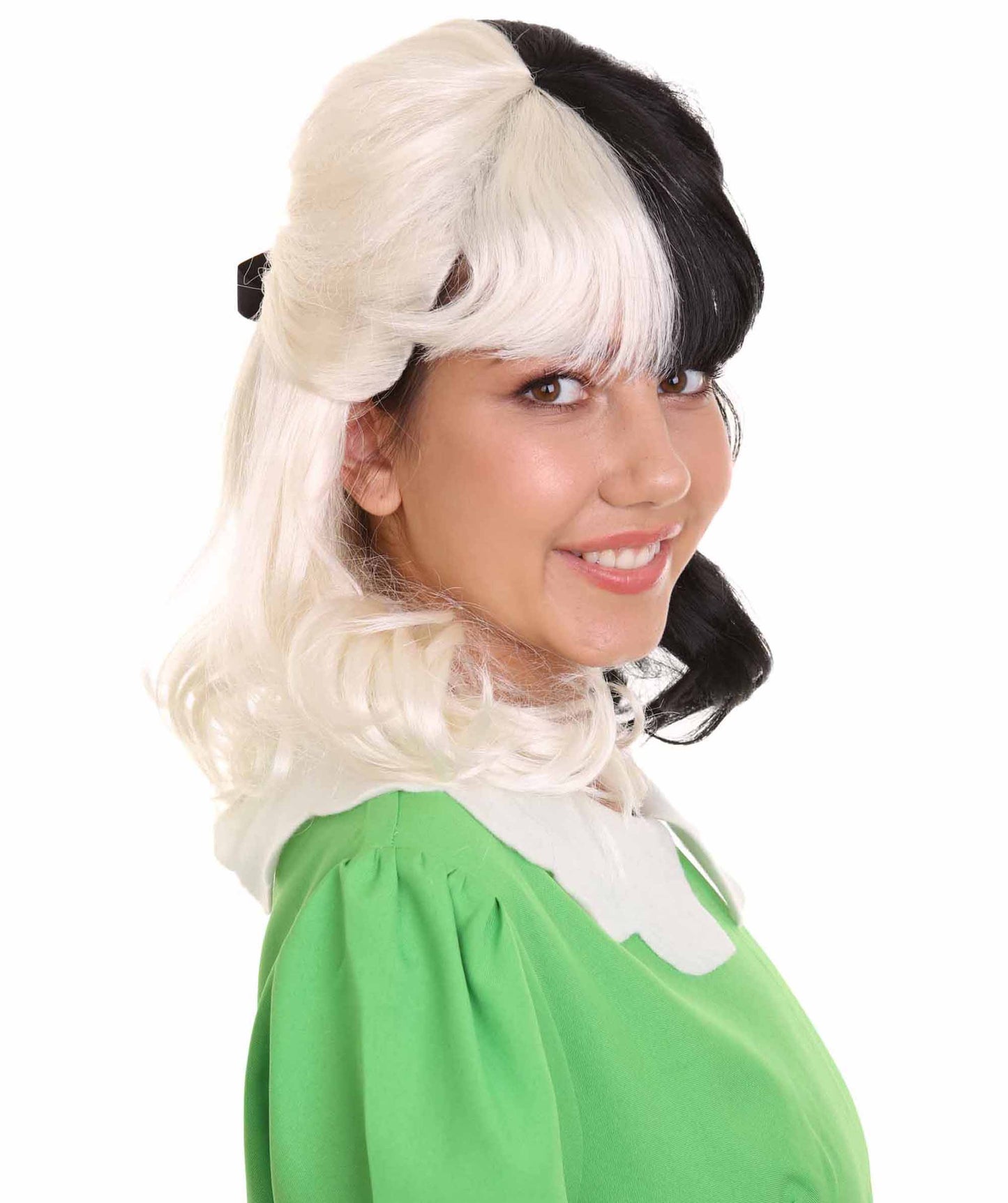 ハロウィンパーティープレミアム レディース H-5258 コントラスティングツートーンクルーエルアンドイーヴィルウィッグ