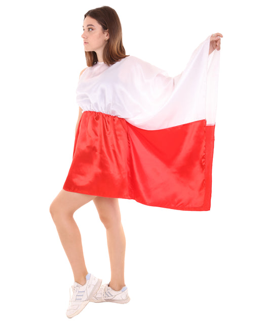 大人用女性の JCO-230 祝賀 ポーランド国旗 ドレス コスチューム パトリオティック コスプレコスチューム