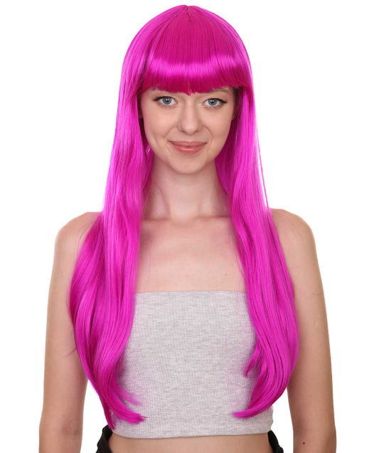 ロングボブネオンフューシャ女性用ウィッグ H-3362 華やかなパーティーイベント準備完了のハロウィンウィッグ プレミアム通気性のあるキャップレスキャップ