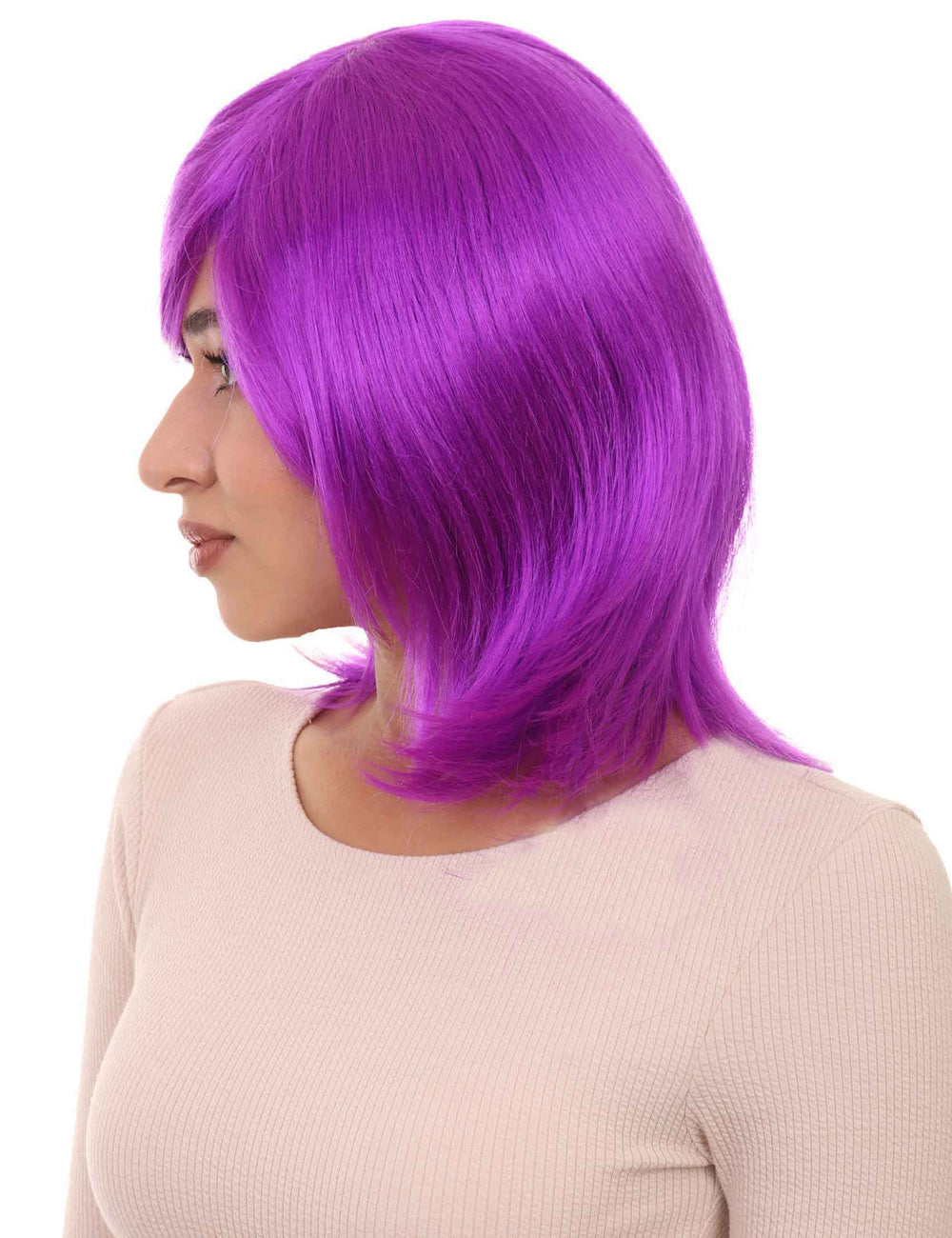 Wigs2you ハロウィン パーティー プレミアム H-1432 簡単に着用でき 快適なフィット感の女性ショート ネオン パープル ウィッグ